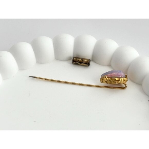 Faux Opal & Resin Gold Toned Classic Vintage Stick Pin | Hat Pin | Lapel Pin - Picture 9 of 10